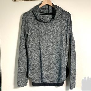Athleta Uptempo Hoodie sweatshirt l/s space dye gray M thumbhole Quick dry